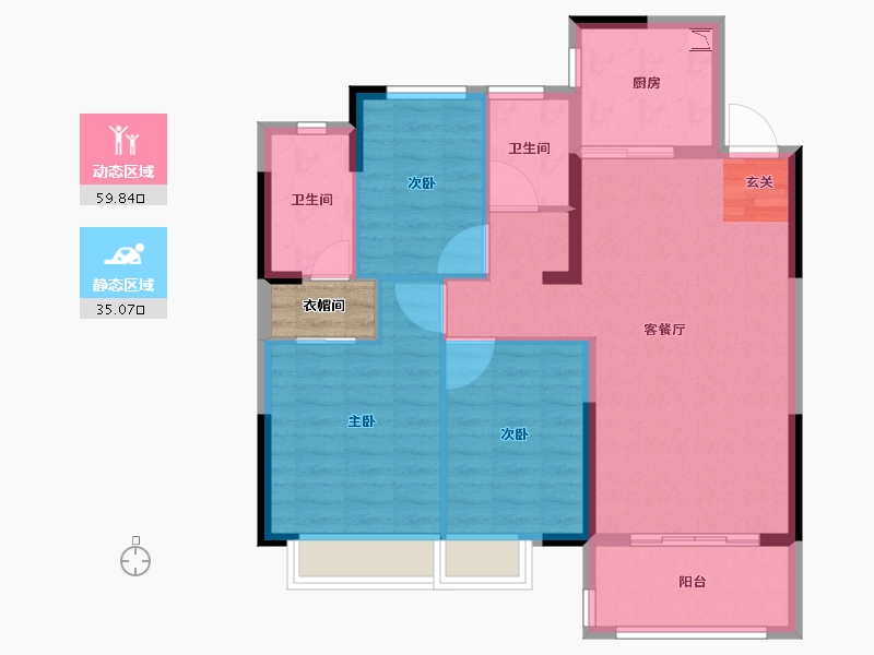 浙江省-台州市-海伦堡雍璟府-87.80-户型库-动静分区