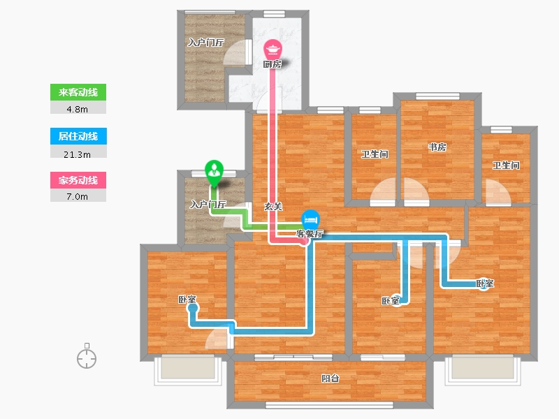 江苏省-苏州市-唐宁府-113.96-户型库-动静线