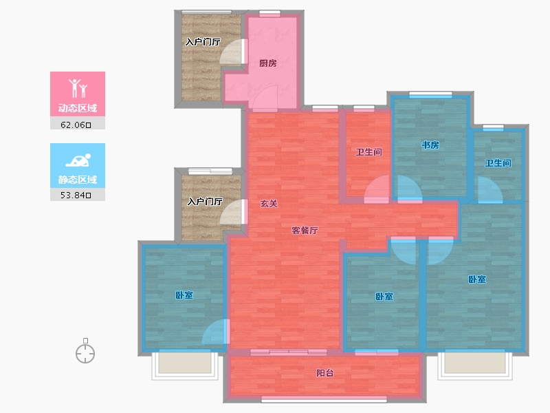 江苏省-苏州市-唐宁府-113.96-户型库-动静分区