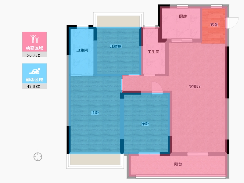 江苏省-淮安市-四季金辉观岚-91.38-户型库-动静分区