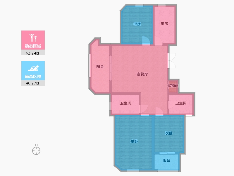 江苏省-淮安市-鹏源淮安新都-96.80-户型库-动静分区