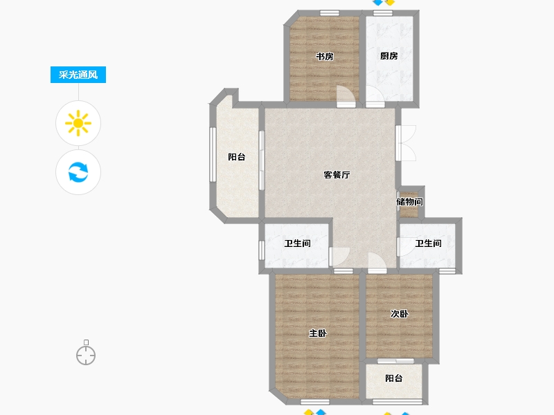 江苏省-淮安市-鹏源淮安新都-96.80-户型库-采光通风