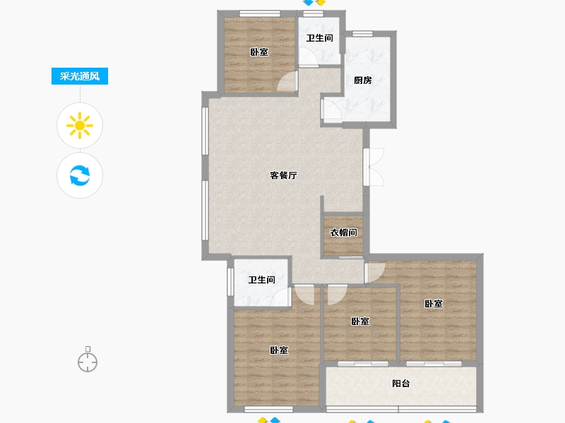 浙江省-金华市-明都星耀城-109.97-户型库-采光通风