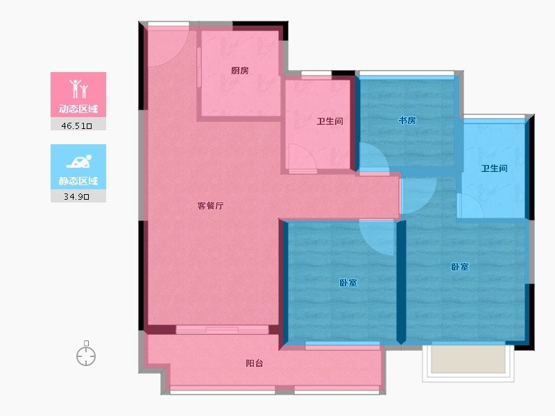 浙江省-宁波市-杭州湾星河荣御-72.00-户型库-动静分区