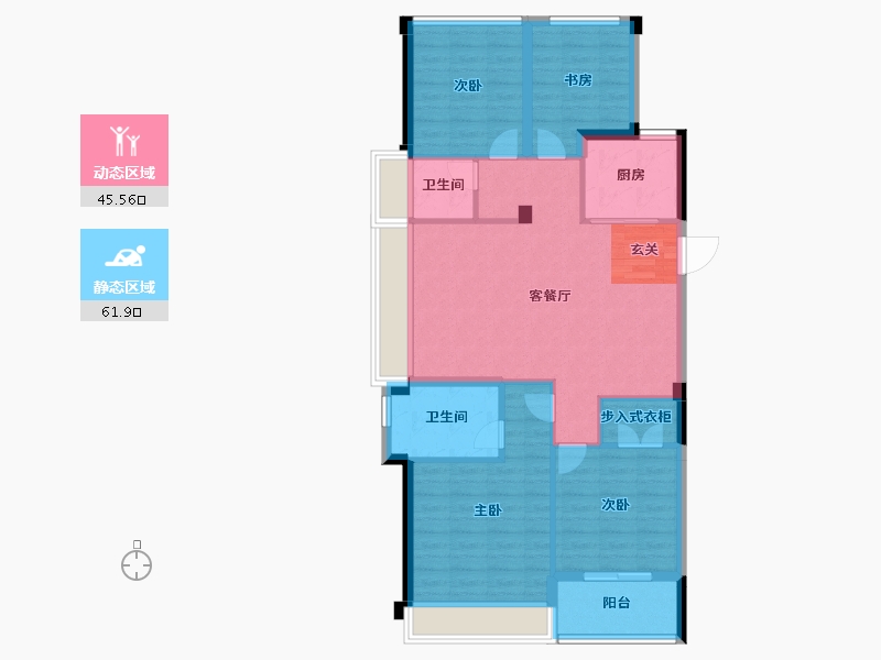 浙江省-台州市-荣安东宸府-96.88-户型库-动静分区