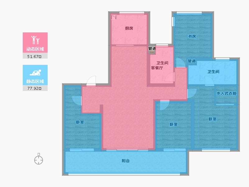 浙江省-宁波市-天阳·月湖天第-116.00-户型库-动静分区