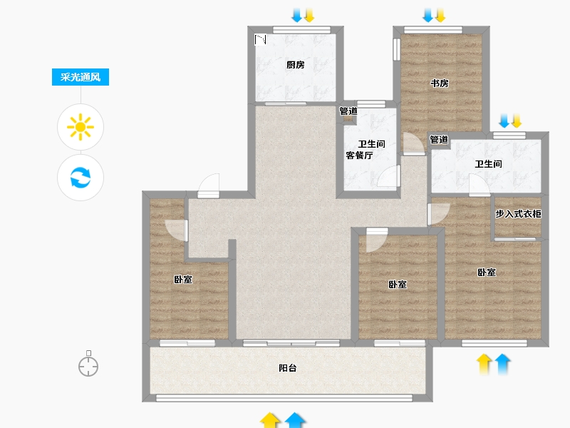 浙江省-宁波市-天阳·月湖天第-116.00-户型库-采光通风