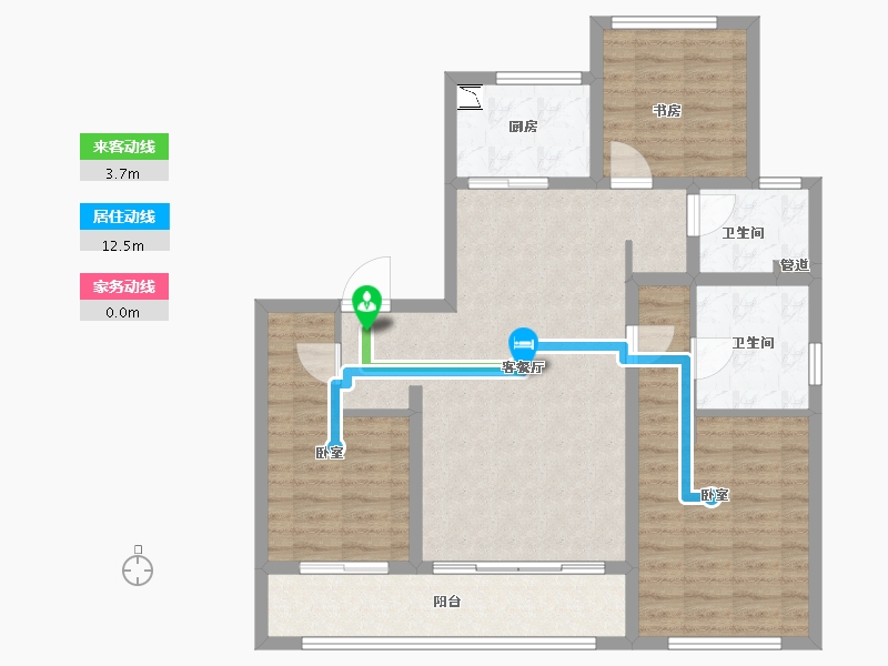 浙江省-宁波市-天阳·月湖天第-96.00-户型库-动静线