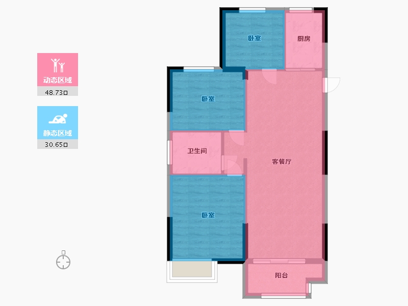 浙江省-宁波市-临湾府-72.00-户型库-动静分区