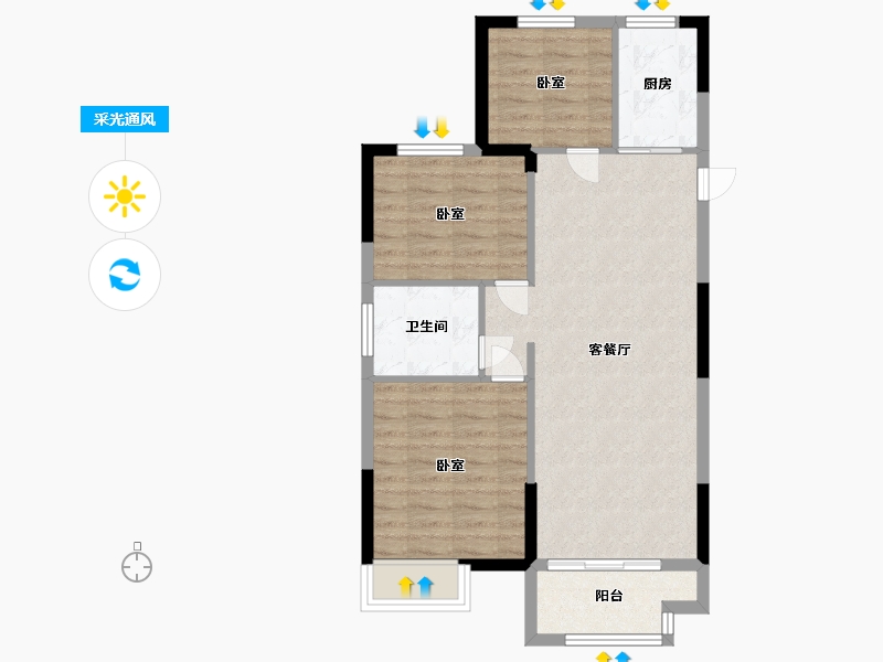 浙江省-宁波市-临湾府-72.00-户型库-采光通风