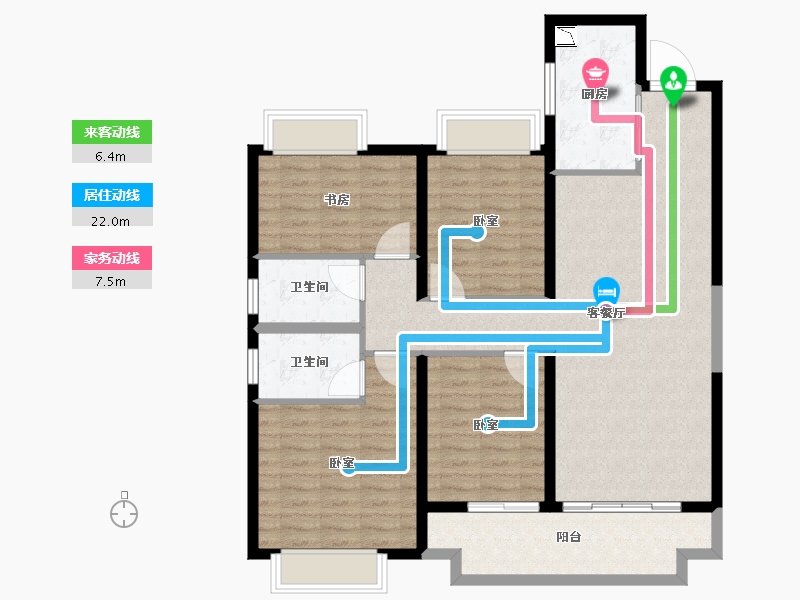 江苏省-宿迁市-钟吾·正荣府-111.00-户型库-动静线