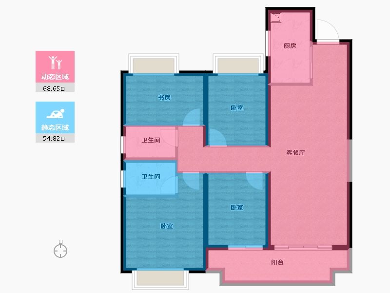 江苏省-宿迁市-钟吾·正荣府-111.00-户型库-动静分区