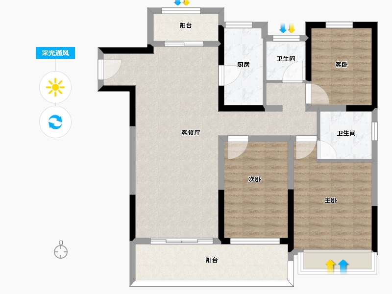 浙江省-宁波市-绿地新里铭庐公馆-102.01-户型库-采光通风