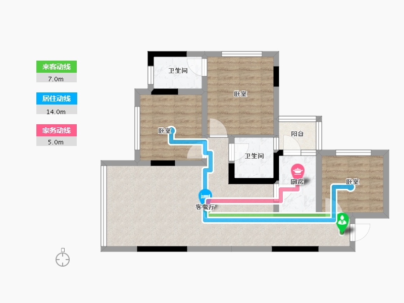 四川省-南充市-阳光望江榭-70.30-户型库-动静线