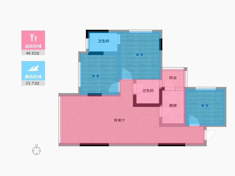 四川省-南充市-阳光望江榭-70.30-户型库-动静分区