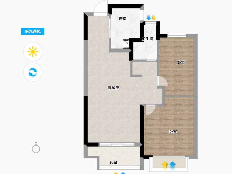 浙江省-湖州市-绿地新里雲上府-60.00-户型库-采光通风