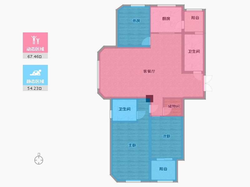 江苏省-淮安市-鹏源淮安新都-109.30-户型库-动静分区