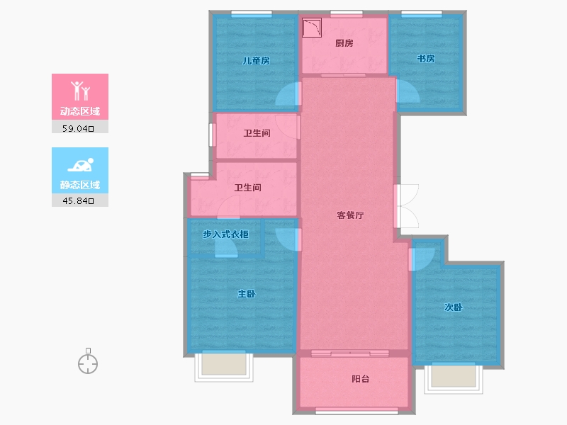 浙江省-宁波市-东渡·玺悦-93.98-户型库-动静分区