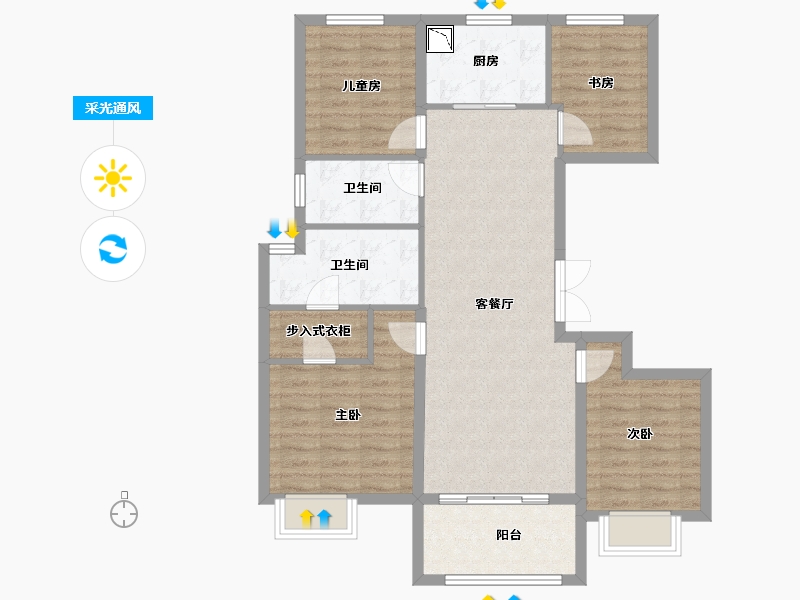 浙江省-宁波市-东渡·玺悦-93.98-户型库-采光通风