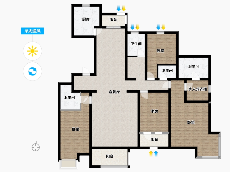 宁夏回族自治区-银川市-太阳城-174.42-户型库-采光通风