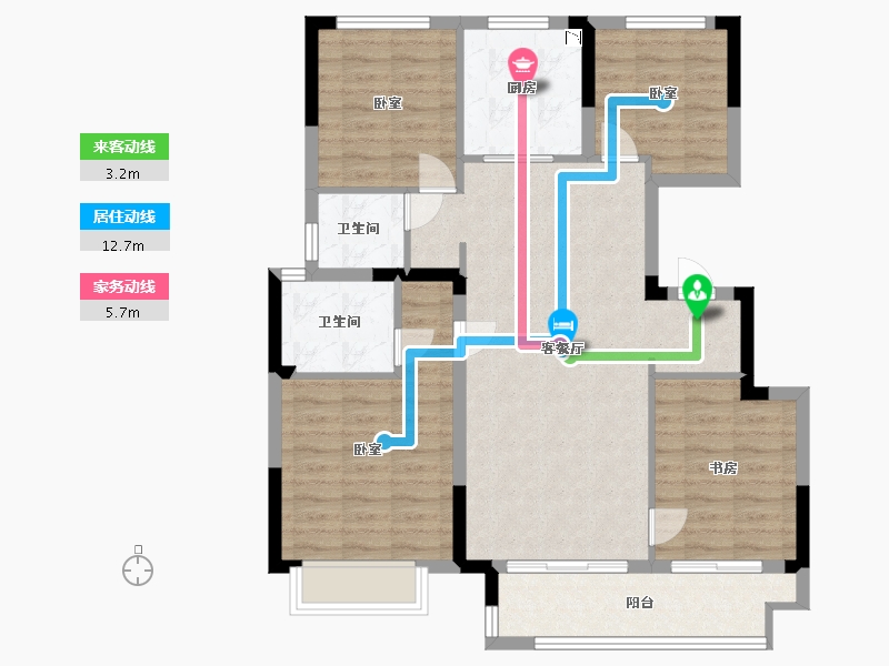 浙江省-宁波市-世茂云玺庐-94.00-户型库-动静线