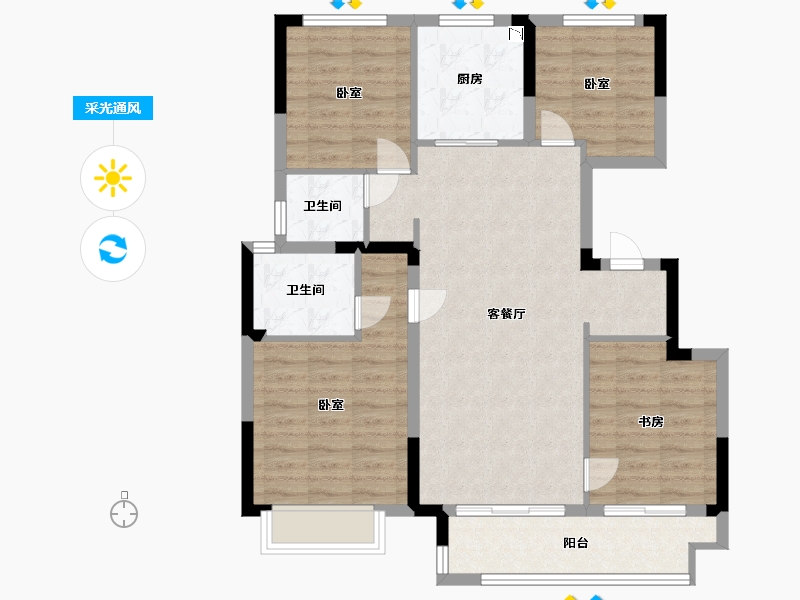 浙江省-宁波市-世茂云玺庐-94.00-户型库-采光通风