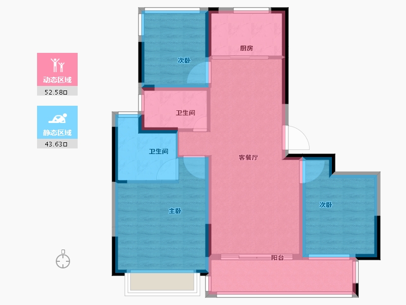 江苏省-苏州市-首开棠前如苑-85.97-户型库-动静分区