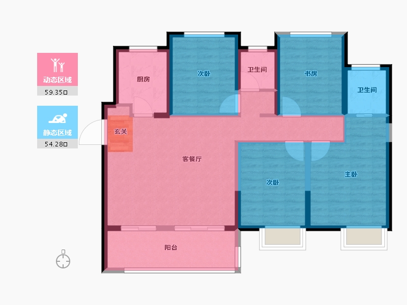 江苏省-常州市-港龙紫御府-102.00-户型库-动静分区