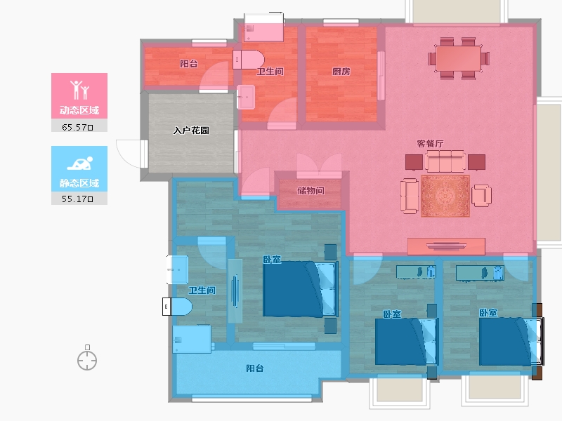 江苏省-扬州市-佳源桂府-114.20-户型库-动静分区