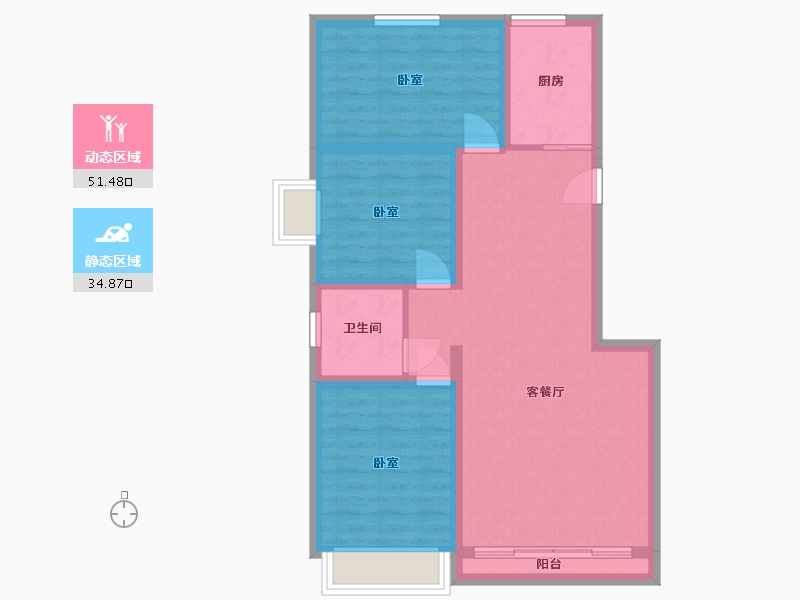 宁夏回族自治区-银川市-东湖金岸-76.96-户型库-动静分区