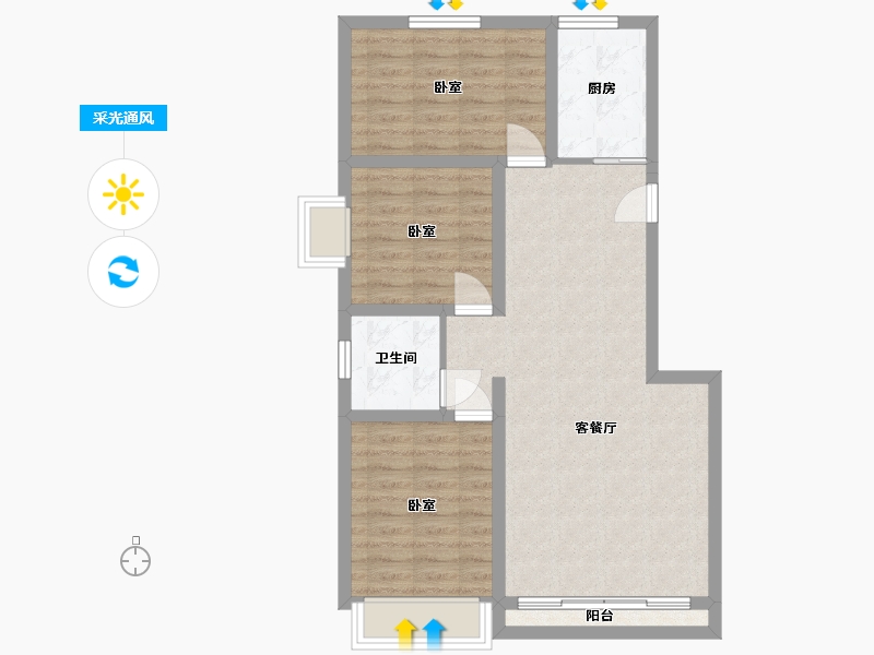 宁夏回族自治区-银川市-东湖金岸-76.96-户型库-采光通风