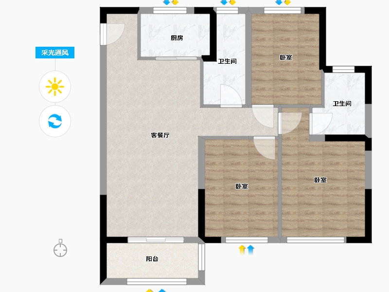 浙江省-温州市-碧桂园时代天麓府-86.00-户型库-采光通风