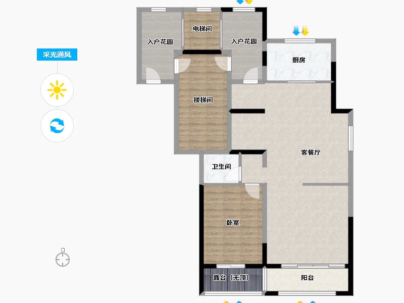 浙江省-宁波市-东渡·玺悦-128.00-户型库-采光通风