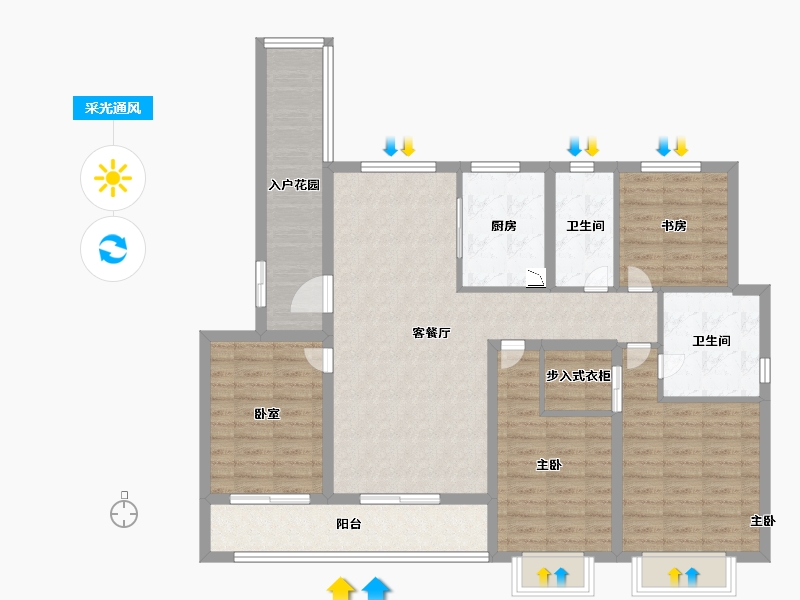 浙江省-宁波市-雅戈尔海晏府-114.00-户型库-采光通风