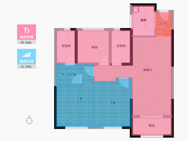 江苏省-常州市-路劲铂隽-86.74-户型库-动静分区