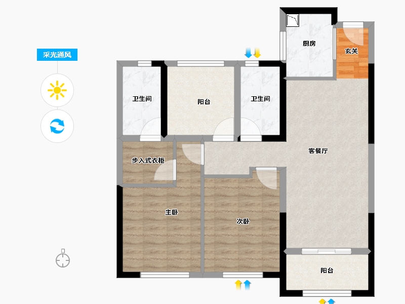 江苏省-常州市-路劲铂隽-86.74-户型库-采光通风