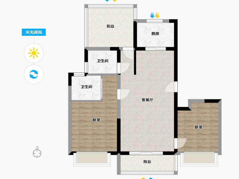 浙江省-宁波市-中传首府-83.31-户型库-采光通风