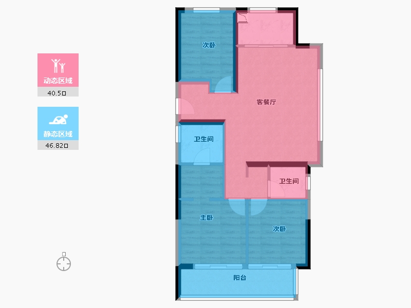 江苏省-南京市-新江北孔雀城-78.00-户型库-动静分区