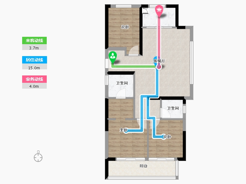 江苏省-南京市-新江北孔雀城-78.00-户型库-动静线