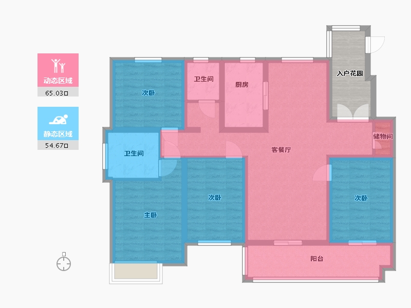 江苏省-淮安市-海棠晴园-112.80-户型库-动静分区