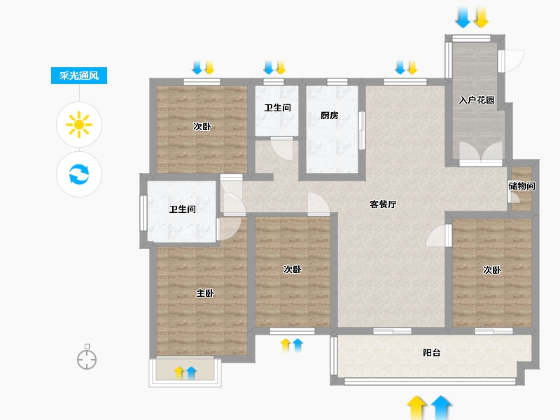 江苏省-淮安市-海棠晴园-112.80-户型库-采光通风