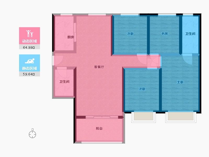 甘肃省-天水市-恒通御园-111.01-户型库-动静分区