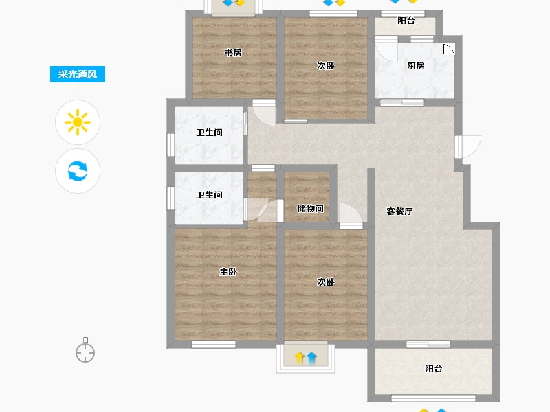 江苏省-淮安市-景虹丽都-104.30-户型库-采光通风