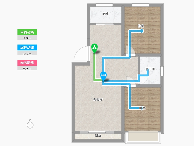 宁夏回族自治区-银川市-东湖金岸-69.07-户型库-动静线