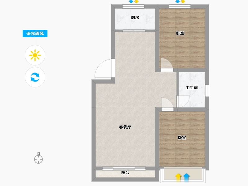 宁夏回族自治区-银川市-东湖金岸-69.07-户型库-采光通风