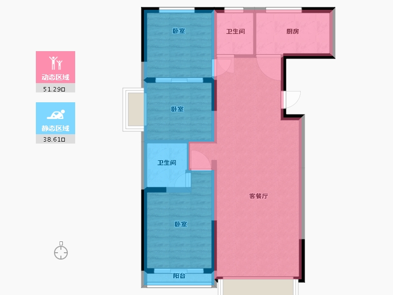 宁夏回族自治区-银川市-东湖金岸-80.65-户型库-动静分区