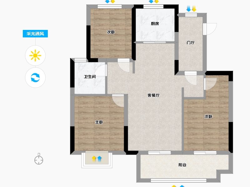 江苏省-南通市-通州上悦城-79.00-户型库-采光通风