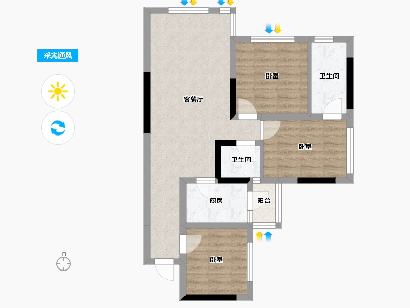 四川省-南充市-阳光江山公园城-66.10-户型库-采光通风