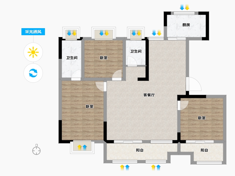 安徽省-淮南市-安粮淮安府-107.01-户型库-采光通风