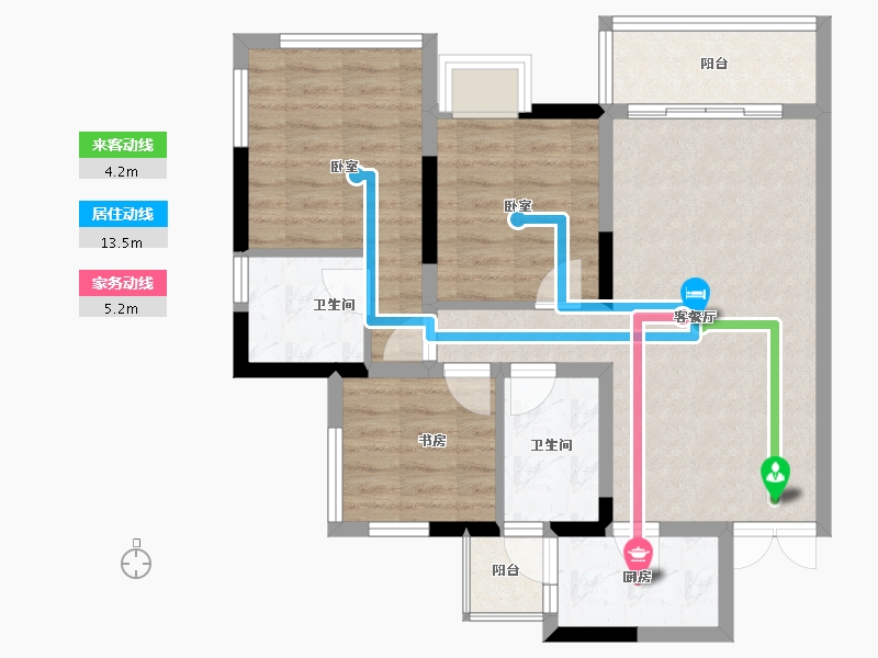 四川省-南充市-科华云玺台-73.36-户型库-动静线